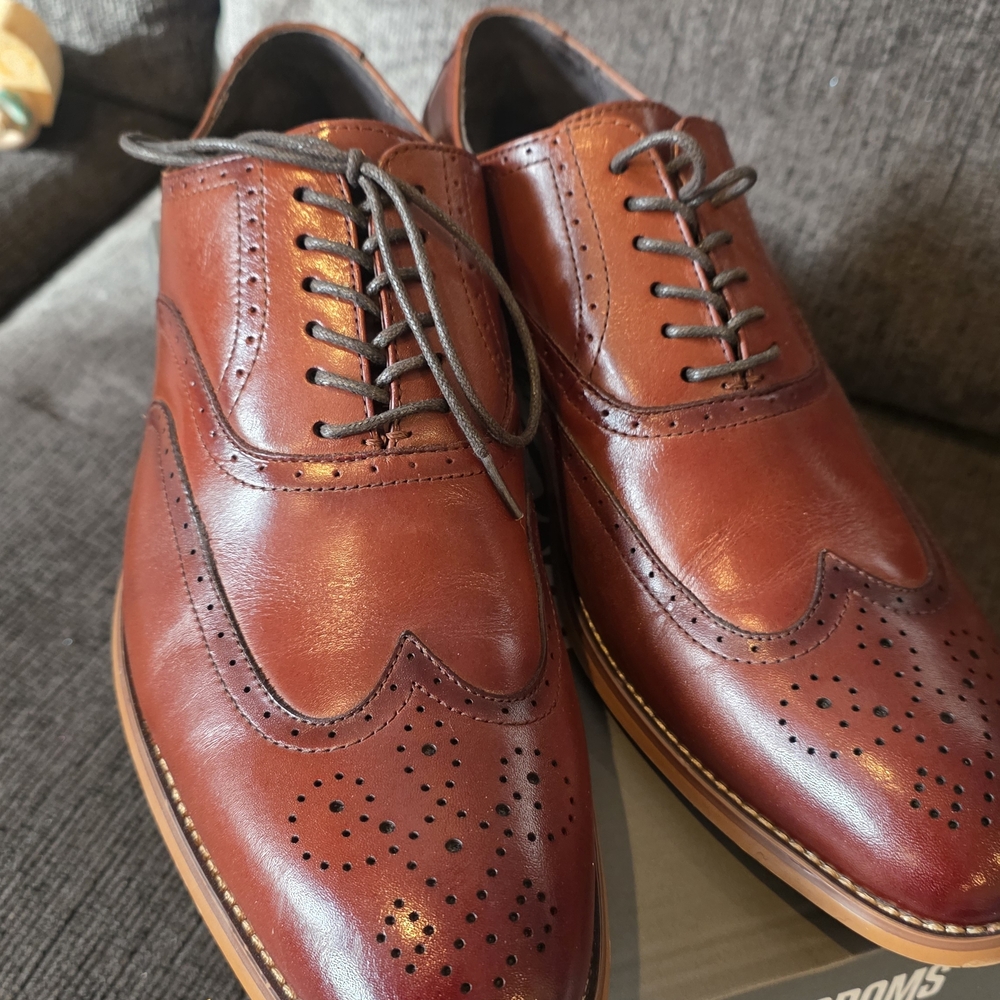 STACY ADAMS Classic Brown Leather Men's Dress Oxfords